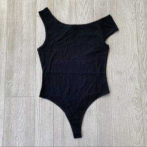 American apparel asymmetrical black bodysuit